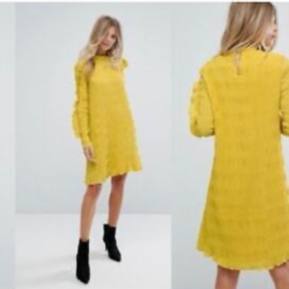 Y.A.S Yellow Long Sleeve Dress Size 8 - Picture 4 of 4